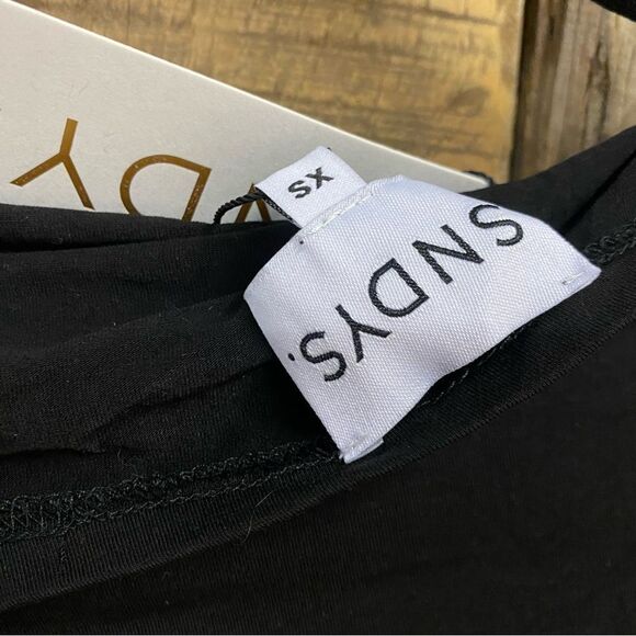 NWT SNDYS Nyah Dress Black knit mini soft asymmetrical Revolve S - Picture 6 of 7